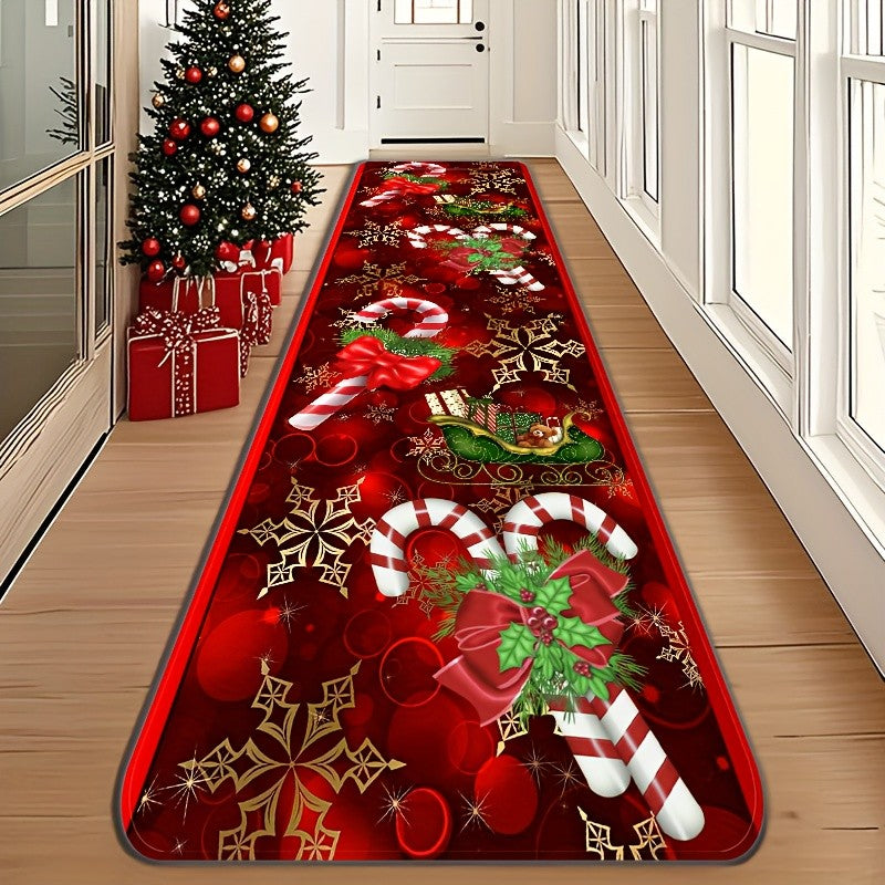 VIKAMA Christmas Carpet Festive Red Kitchen Rug Doormat Welcome Mat Runner Rug Winter Rug For Bedroom Warm Carpet For Live Room
