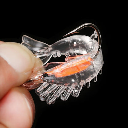4 unidades Iscas de Camarão Artificiais Realistas Macias com Anzóis Afiados para Pesca em Água Doce e Salgada