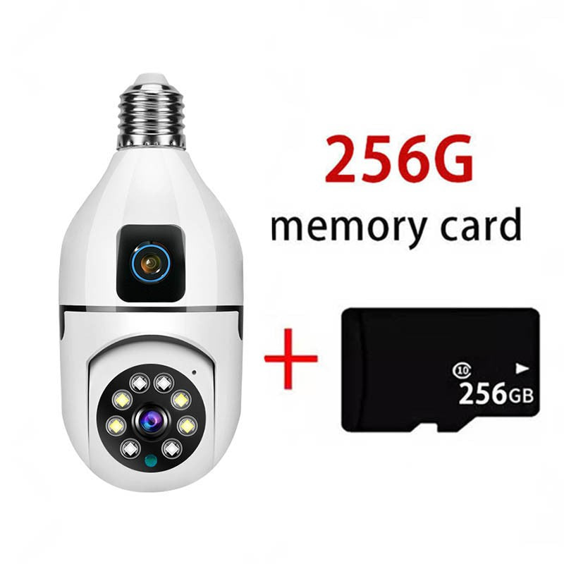 8MP WiFi IP Camera E27 Bulb Dual Lens Wireless Cam Baby Monitor Two-way Audio AI Human Tracking Smart Home Surveillance Camera