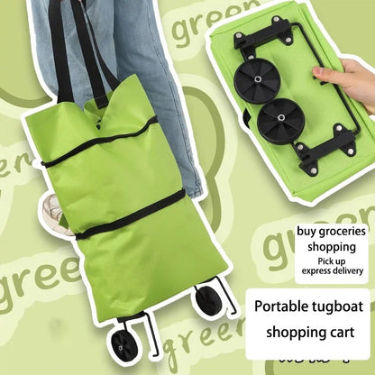 1Pc Foldable Shopping Bag with Wheels Trolley Large Reusable Cloth Hand Tote Bolsas Eco Fabric Supermarket Grocery Pull Cart Bag