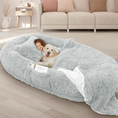 Cama de Cachorro Humana, 71''x45''x12'' Tamanho para Adultos e Pets, Cama Gigante Lavável para Pessoas e Cachorros com Espuma de Memória de 10 CM de Espessura, Cama Grande Extragrande para Cachorros