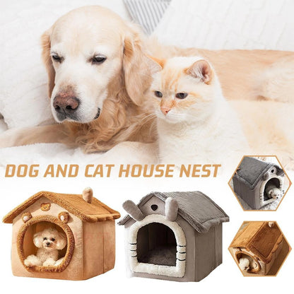 Casa Quente para Pets Engrossada Casa de Gatos e Cães Inverno Quente Universal para Todas as Estações Removível e Lavável Nova Fofa Confortável