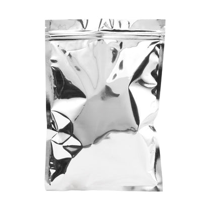 100pcs Silver Aluminum Foil Zip-lock Bags, Food Grade Aluminized Mylar Zipper Self Sealing Pouches for Cloth / Snacks Packaging