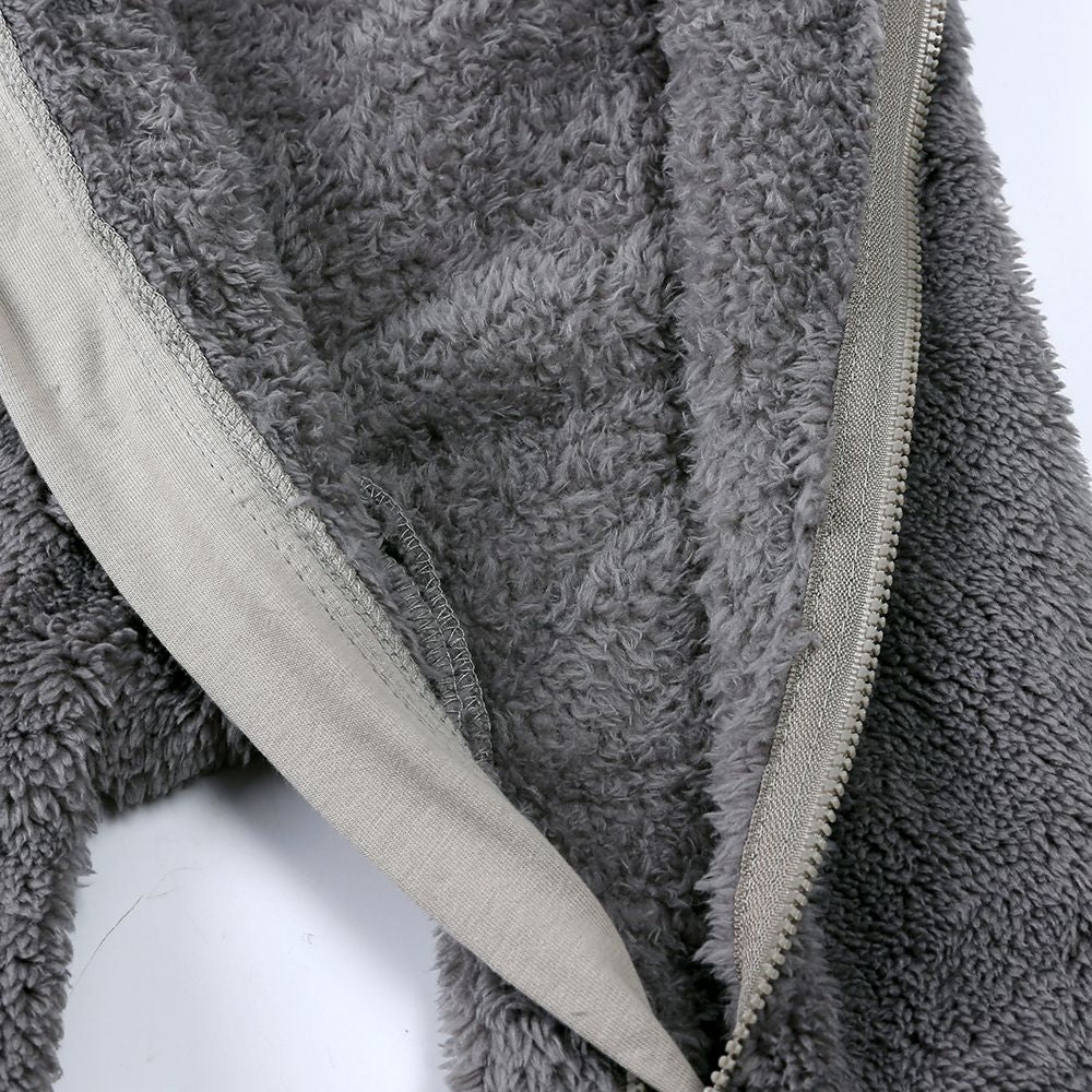 0-24M Baby Rompers Infant Clothes Winter Newborn Baby Boy Girl Zipper Bodysuit Bear Fleece Hooded Pyjamas