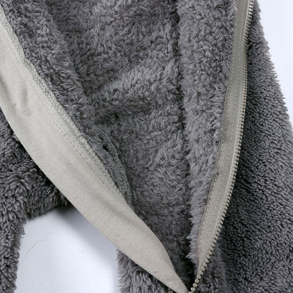 0-24M Baby Rompers Infant Clothes Winter Newborn Baby Boy Girl Zipper Bodysuit Bear Fleece Hooded Pyjamas