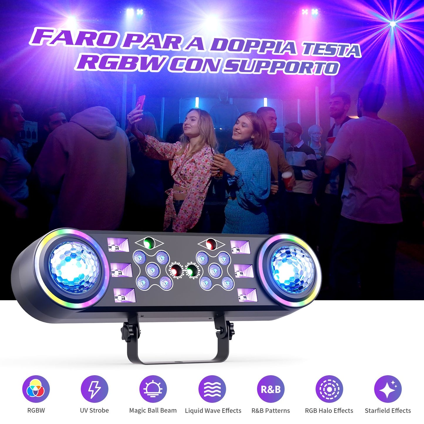 80W 7in1 RGBW LED Effect Lights Bracket Lights W/Bag Magic Ball Lights Remote Control Stage Lighting for DJ Disco Party Theater