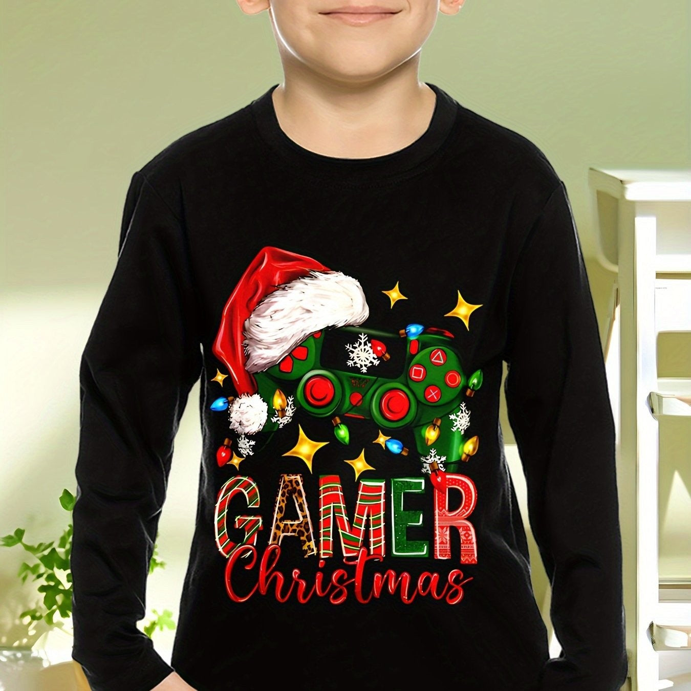 Children's Clothing Boys Tshirt Long Sleeve Santa Claus Print Children Spring Fall Clothes Stylish Christmas Party Girl Clothes