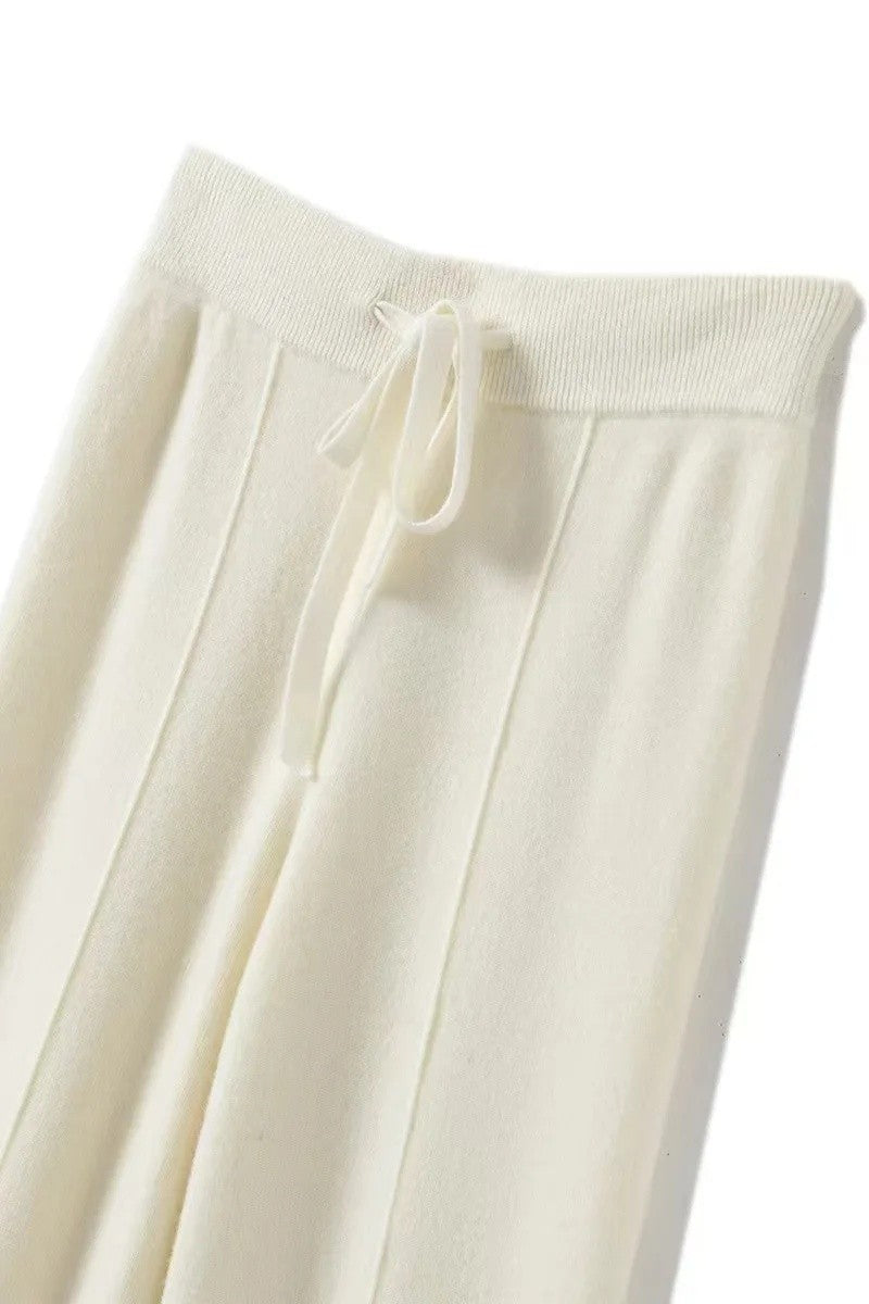 High Waist Knitted Woolen Wide Leg Pants Autumn Winter New Style Drapey Floor-Length Casual Trousers Skin-friendly Warm