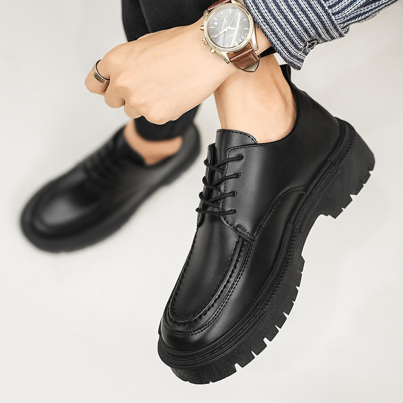 Thick Sole Formal Black Men Leather Shoes Luxury Brand Designer Platform Casual Shoes Wedding Dress Oxfords Shoes Men Work Shoes