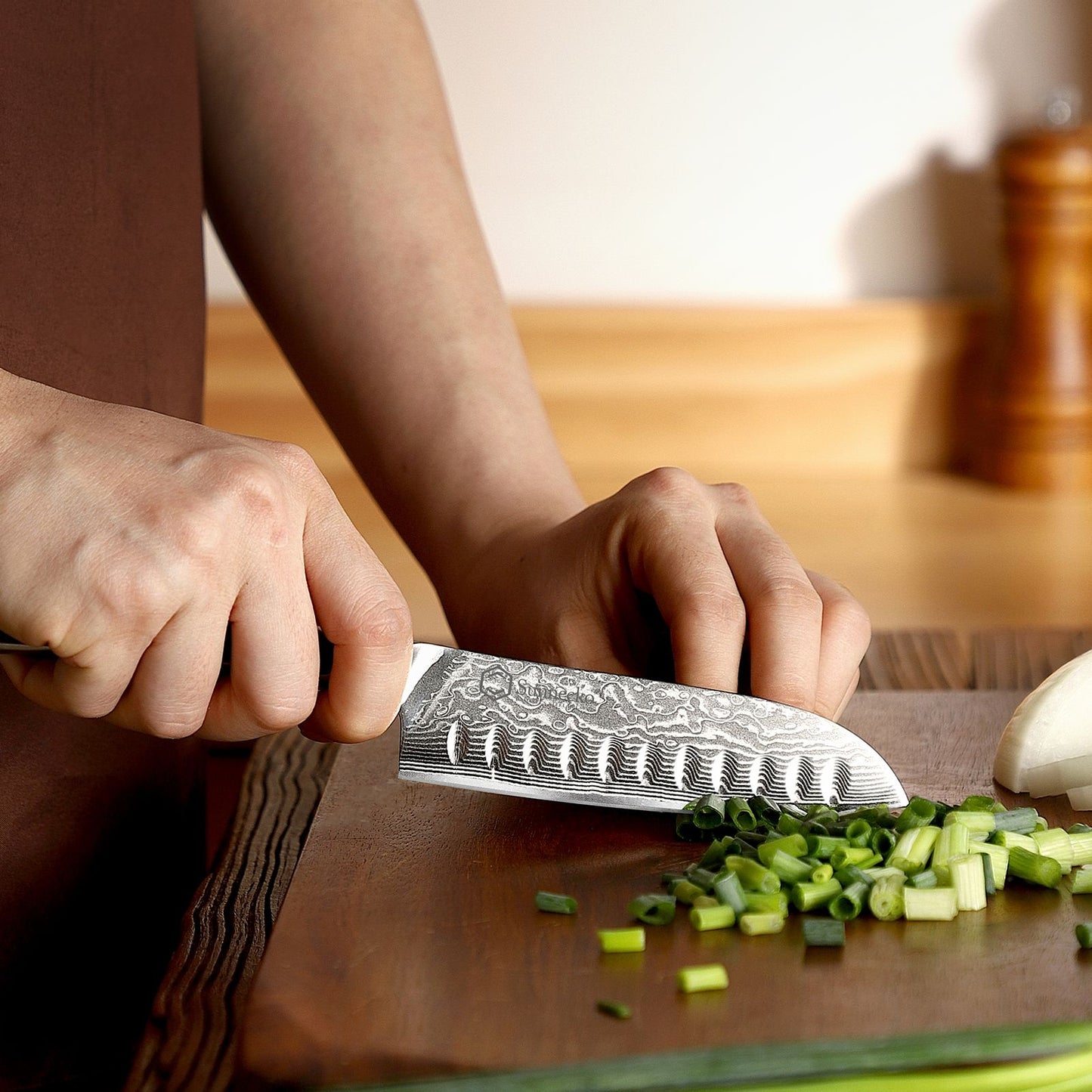 Facas Damasco Sunnecko 1-6Pcs/Set Faca de Cozinha Ultra Afiada com Núcleo VG10 Fio de Corte Utilitário Cutelo do Chef Santoku Fatiar Descascar