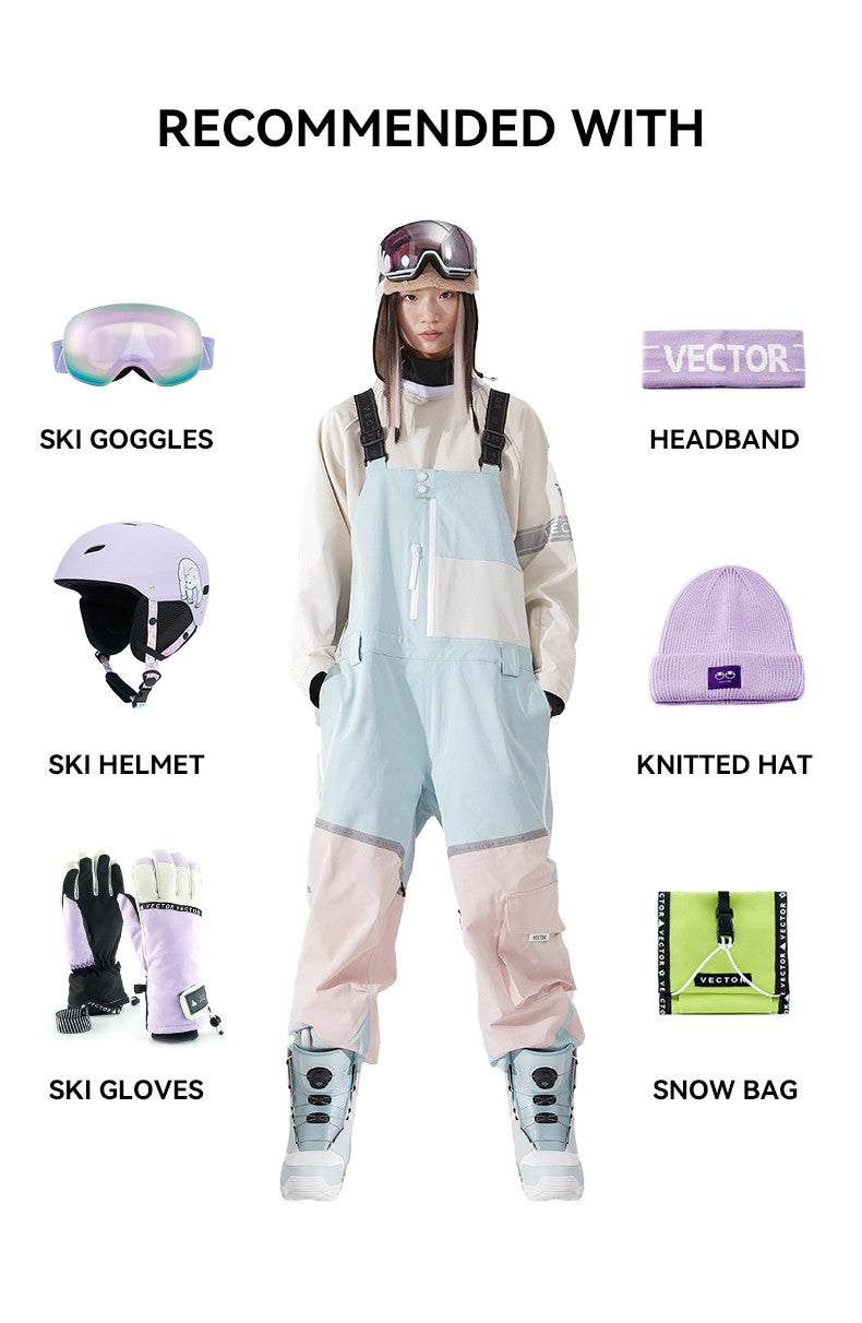 VECTOR Thick Men Women Ski Pants Straight Overalls Jumpsuit Skiing Bib Waterproof Winter Warm Windproof Outdoor Sports Snowboard