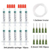 Seringa Luer de 1/3/5/10ML com Agulha de Ponta Romba de 14-25Ga 1,5" e Conjunto de Tampa de Agulhas de Distribuição de Aço Inoxidável para Mistura de Líquidos