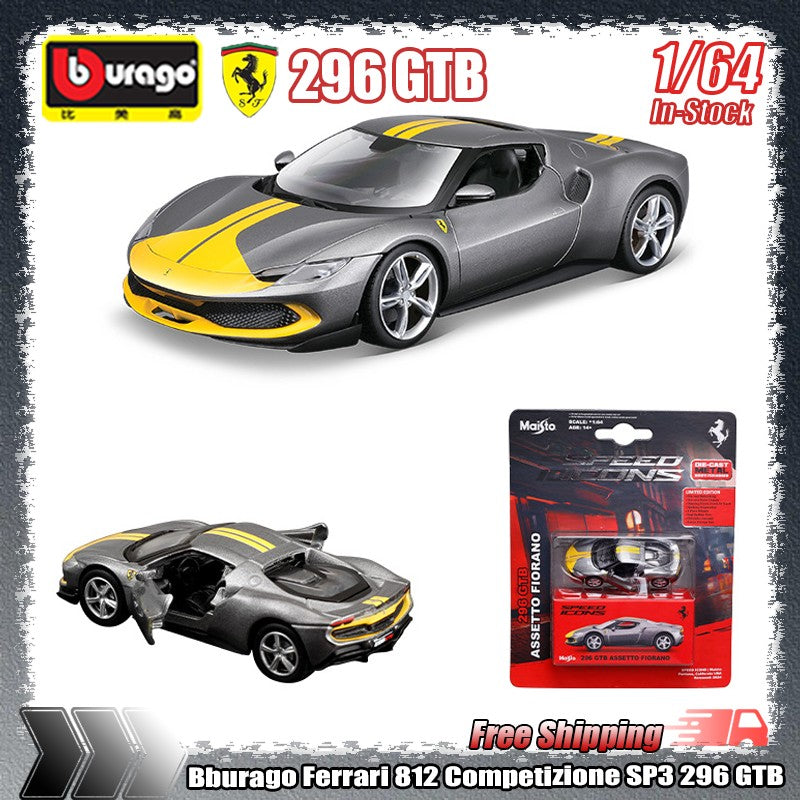 Novidade em estoque Maisto 1:64 Ferrari 812 Competizione Sp3 296-Gtb Brinquedo Colecionável Personalizado Die-Cast Liga Miniatura Modelo de Carro Presentes