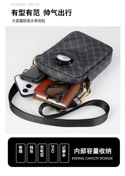 Luxury Designer Men Small Shoulder Bag PU Leather Messenger Crossbody Phone Bag For Men Vintage Style Men Handbag Bag Bolsa Sac