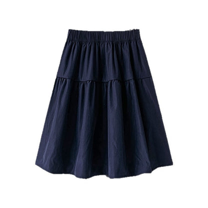 Tibetan Blue Short Skirt Women Summer Thin New Small A-Line Half-length Sports Skirt High Waist Polyester Fiber A-Line Skirt