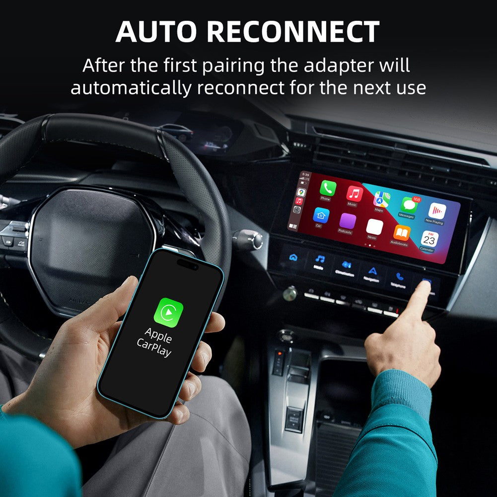 2-in-1 Wired to Wireless CarPlay Adapter & Android Auto Wireless Adapter Bluetooth Dongle Plug And Play USB-A/C for (2016+ Cars)