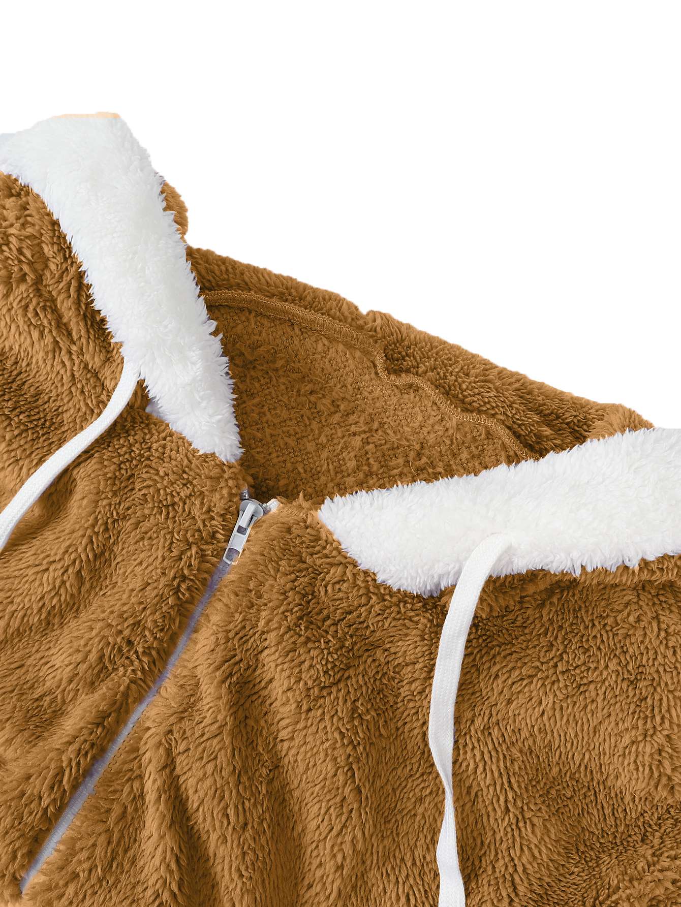 Plus Size Autumn/Winter New Arrivals Women's Autumn/Winter Drop-Shoulder Long-Sleeved Colour-Block Patchwork Fleece Hooded Jacke