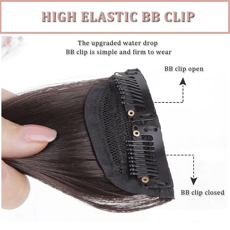 2 Peças Aplique de Cabelo Sintético com Presilha, Tic-Tac, Peça Única Sem Emendas, Almofada Artificial de Cabelo, Extensões de Cabelo Natural Falso para Mulheres