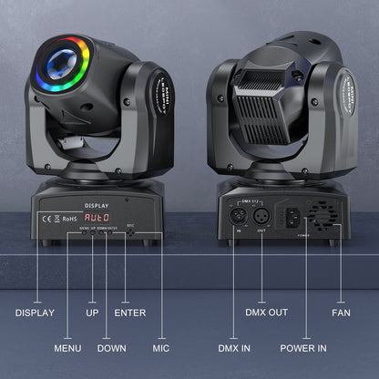 Datewink 120W LED Beam Moving Head Light 8 Patterns RGB Stage Lighting Effect DMX512 For DJ Disco Show Concert Party KTV Karaoke