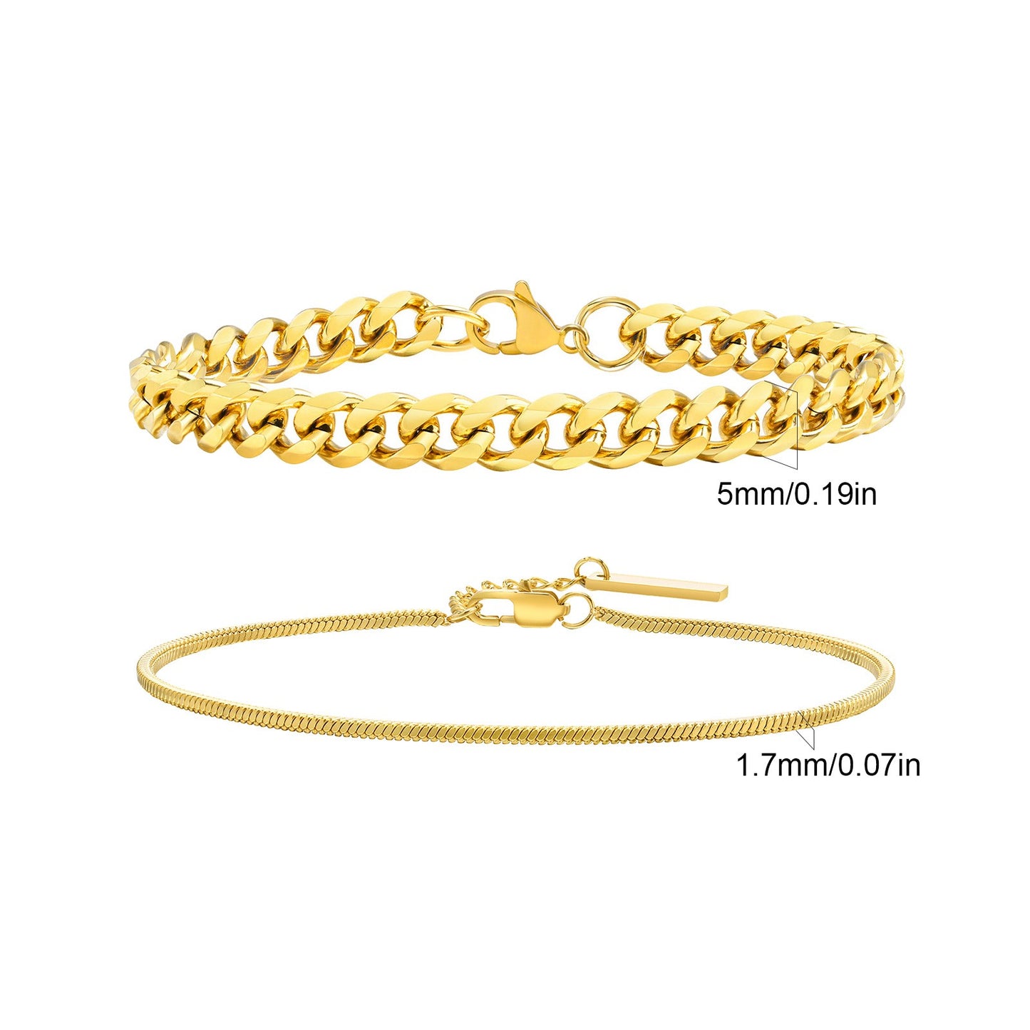 2 Pulseiras Masculinas de Corrente, Aço Inoxidável Prata Ouro Cor Preta, Corrente de Corda Torcida, Pulseira, Correntes Cubanas Modernas de Presente