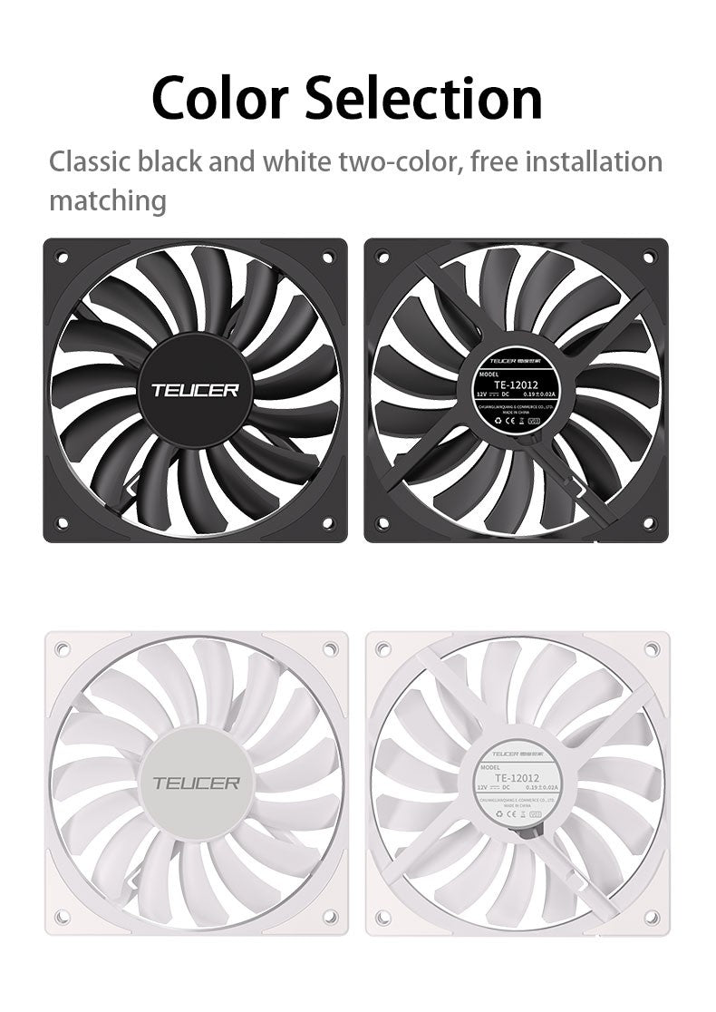 TEUCER TE-12012 Ultra-thin Cooling Fan 120x120x12mm Ultra-thin Size Low Noise 4PIN PWM For Desktop Computer CPU Cooler