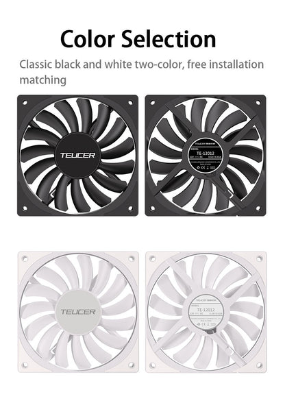 TEUCER TE-12012 Ultra-thin Cooling Fan 120x120x12mm Ultra-thin Size Low Noise 4PIN PWM For Desktop Computer CPU Cooler