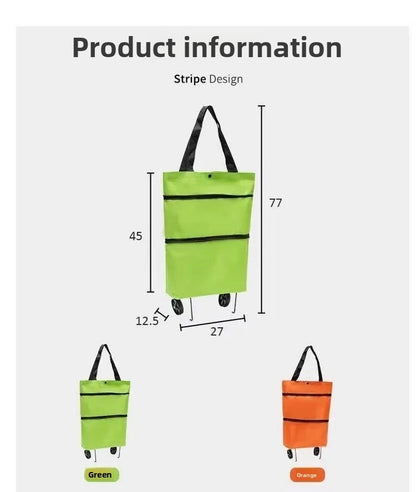 Shopping Bag with Wheels Foldable Hand Pull Extendable Vegetable Buying Car Casual Polyester Fiber Home Use Logo Addable
