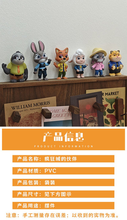 6pc/Set Zootopia Action Figure Judy Nick Disney Cartoon Cute Model Toy Kawaii Collection Doll Desktop Ornament Decoration Gift