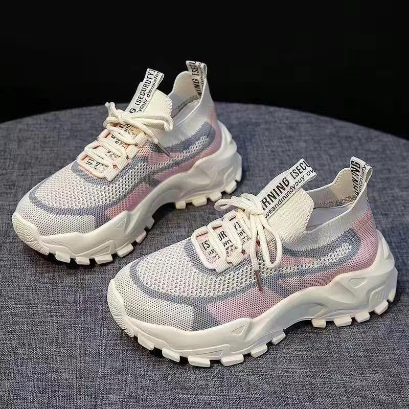 2026 New Women's Dad shoes Breathable Me Running shoes Faionable Casual Sports Sneakers Flat Bot round Toe Plastic Sole