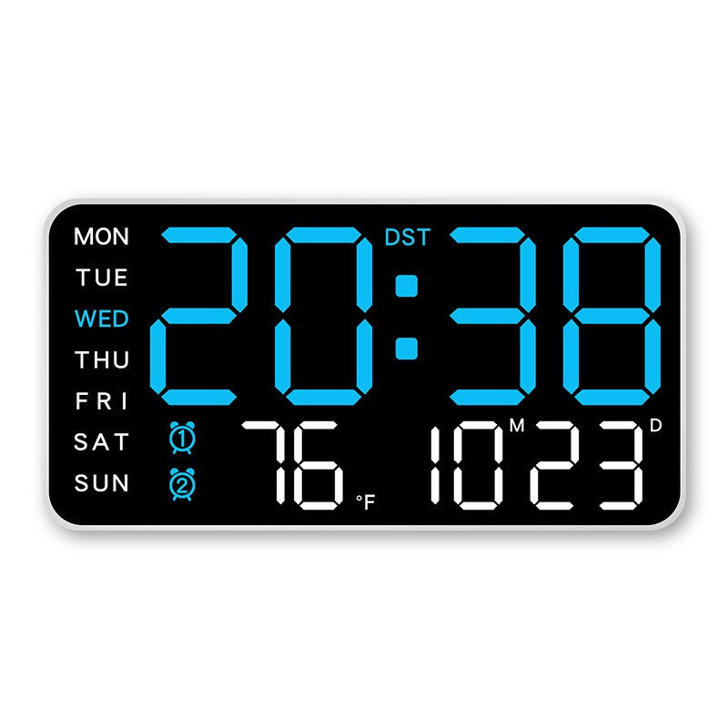 LED Alarm Clocks Brightness Adjustable 12/24H Clock Large Digital Wall Clock Week Date Temperature Display Voice Control Table