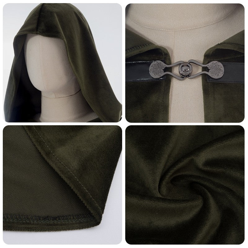 Medieval Retro Hooded Cloak Halloween Grim Reaper Wizard Cosplay Cloak Versatile Costume Accessory Cosplay Costume for Women Men