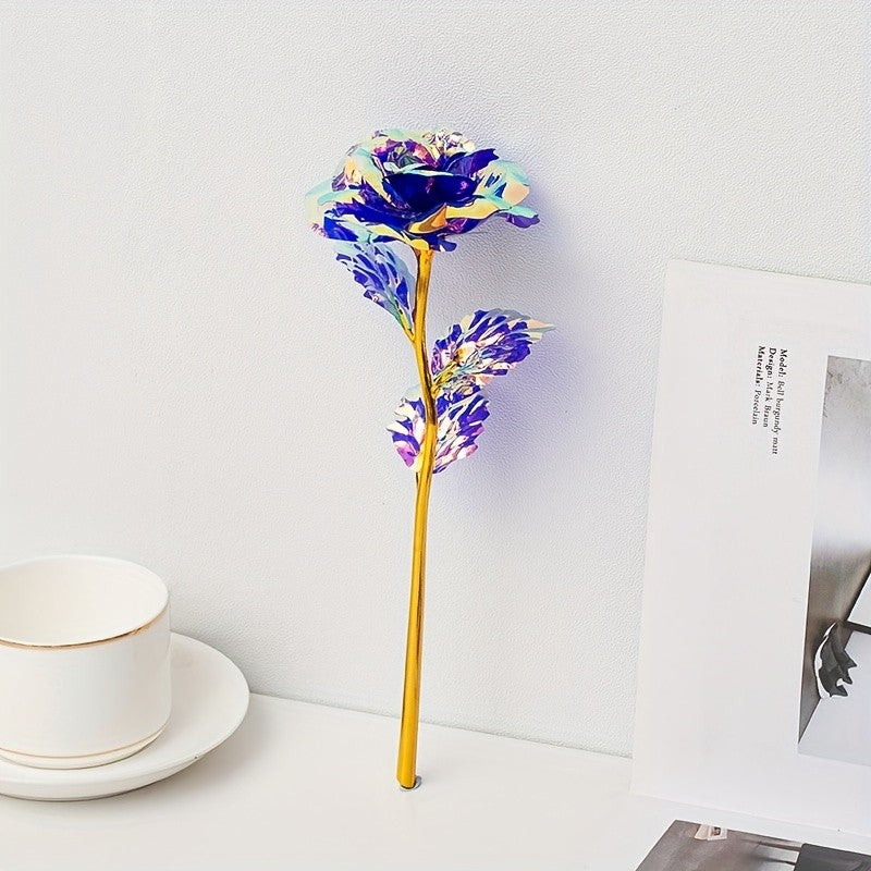 10pcs Artificial Flower Foil Rose Flower Simulation Artificial Rose Flower DIY Golden Plated Foil Rose Love Flower Party Supplie