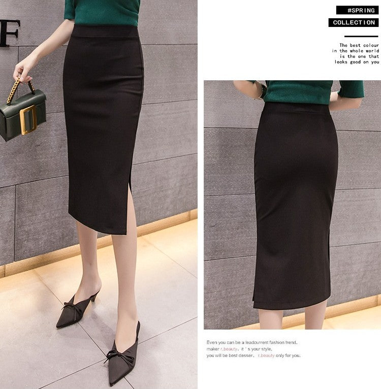 New Style Summer Fashion Elastic Waist Half-length Skirt 2025 Plus Size Women's Clothing Side-Slit Bodycon Skirts