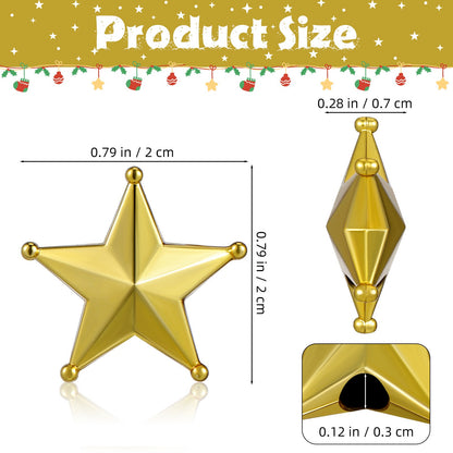 50Pcs Golden Star Christmas Tree Topper Mini Treetop Decor Elegant Holiday Party Decoration Festive Tree Adornment Xmas Star