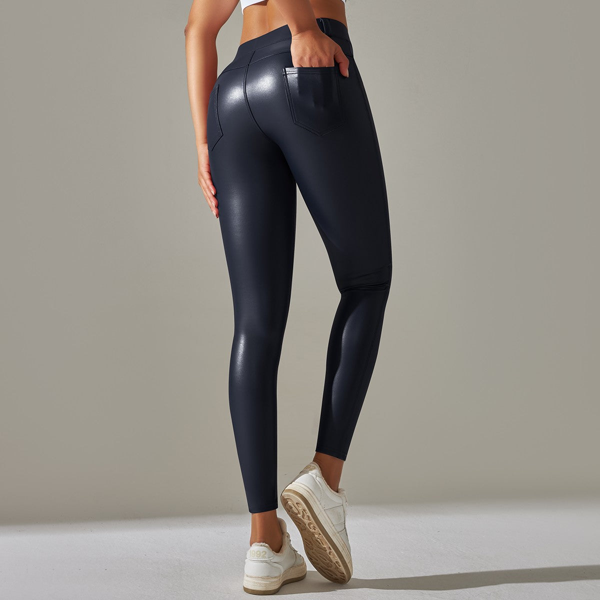 PU Leather Leggings Women Sexy Scrunch Butt Leggings Girls Faux Leather Pants High Waist Push Up Casual Leggings 6 Color