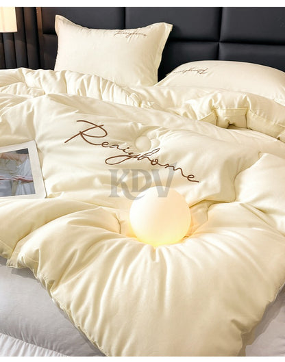 Edredom Acolchoado de Alta Qualidade para Outono/Inverno, Queen Size, Macio, Fofo, Enchimento de Edredom, Letra Bordada, Acolchoado Grosso e Quente para Cama