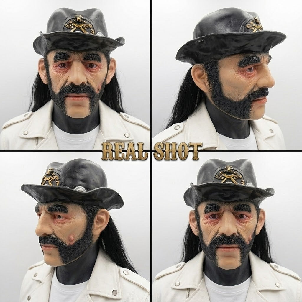 Motorhead Lemmy Mask Realistic Latex Figure Cosplay Head Cover For Halloween Shows Rock Band Fan Collection
