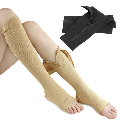 Meias de Compressão com Zíper Masculinas para Varizes Meias Esportivas Médicas para Diabetes para Corrida Ciclismo Meias Longas Femininas