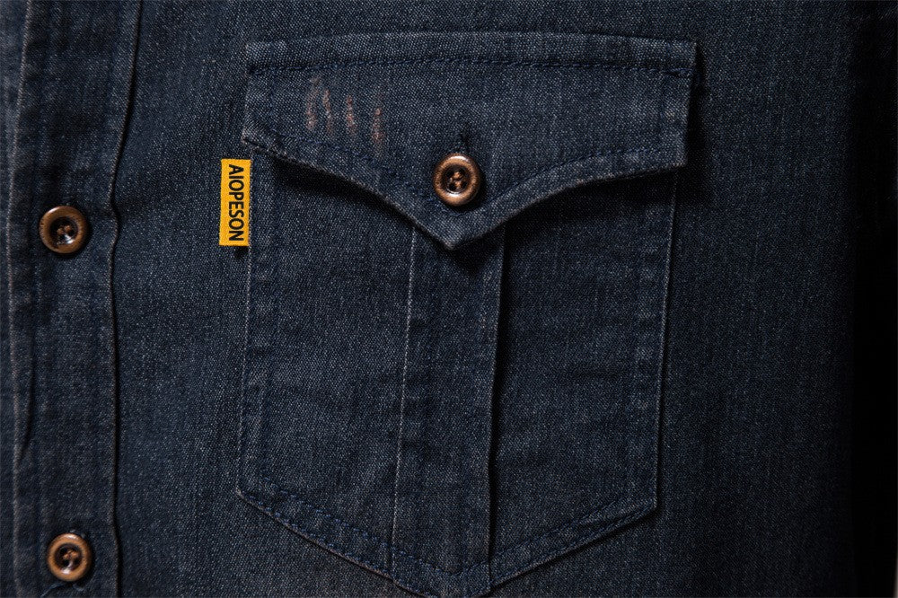 Spring Long Sleeve Men's Denim Shirt High Quality Cotton Elastic Casual Slim Fit Streetwear Clothing Cowboy Shirts Men Black