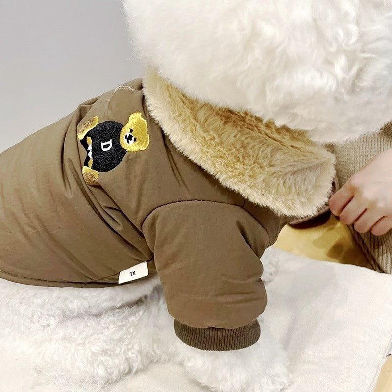Jaqueta Fashion para Cães Down, Jaqueta de Inverno Quente para Cães, Estampa de Urso, Jaqueta para Cachorros, Casaco Macio e Fofo para Gatos, Roupas para Cães Bulldog Francês