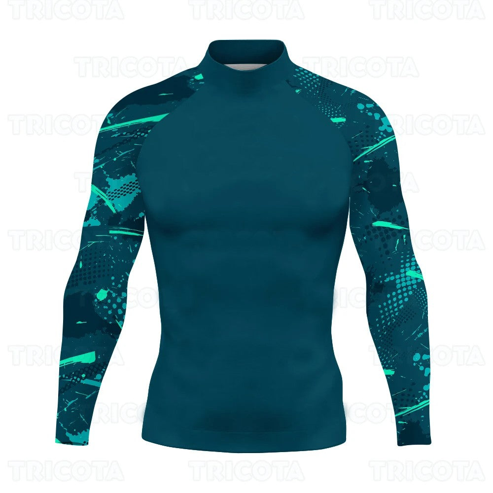 New Men's Surfing Shirt Spray Camo Lycra Rashguard Surf Sportswear Beach UV Swimwear UPF50+ Clothes