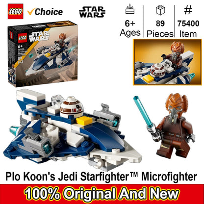 LEGO 75400 Star Wars Microfighter Caça Estelar Jedi de Plo Koon Brinquedo Infantil Playset de Guerras Clônicas e Decoração de Quarto para Meninos e Meninas 89 Peças