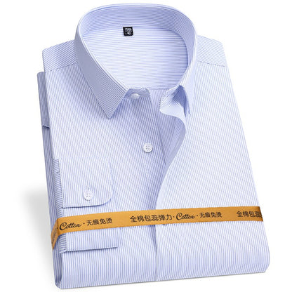 8XL Anti-Wrinkle 80% Cotton 15% Elastic Silk 5% Spandex No-Iron Business Office Soft Cozy Micro Elastic Long-sleeved Shirts Men