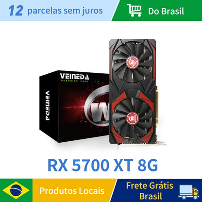 Placa de vídeo Veineda RX 5700XT 8 GB GPU GDDR6 256 bits 8 pinos + 6 pinos 7 nm DP*3 HDMI*1 Suporta CPU de desktop