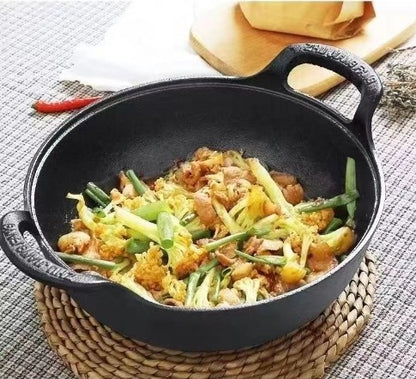 Panela de ferro fundido de fundo plano, tamanho mini, multifuncional, antiaderente, utensílio de cozinha durável, sem tampa
