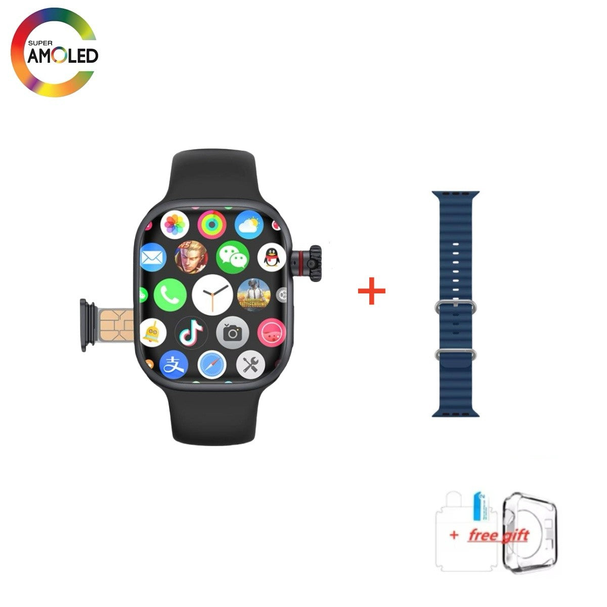 CD99 watch X 5G smartwatch 2.29inch AMOLED 5G LTE smart watch with 180 ° rotary camera GPS WiFi SIM card slot health monitoring
