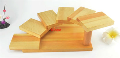 Japanese wooden wood Cuisine Sushi Bridge Boats Pine Creative Sushi Sashimi plate Platter Sushi Tableware Decoration Ornament