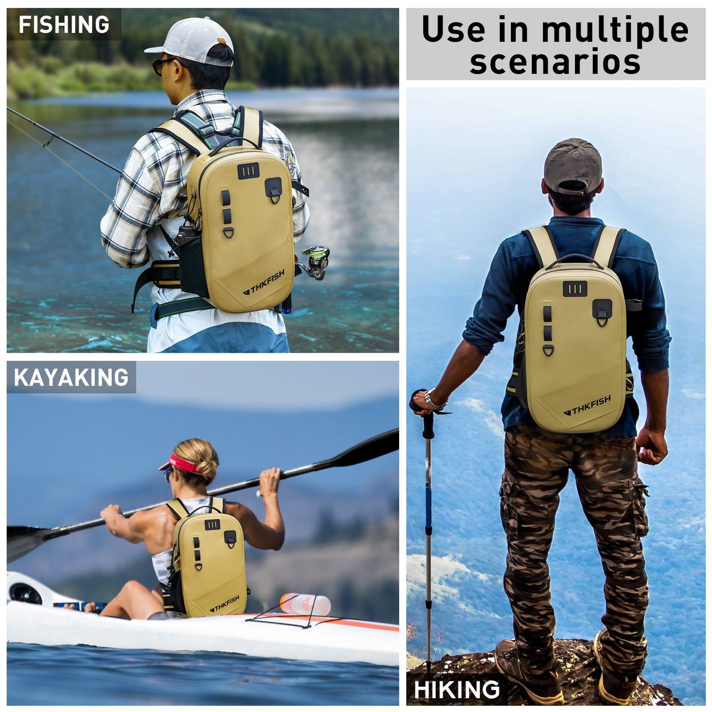 Waterproof Fishing Backpack Brown Multi-purpose Fishing Tackle Bag Fishing Lures Storage Bags Outdoor Cycling Hiking Backpacks