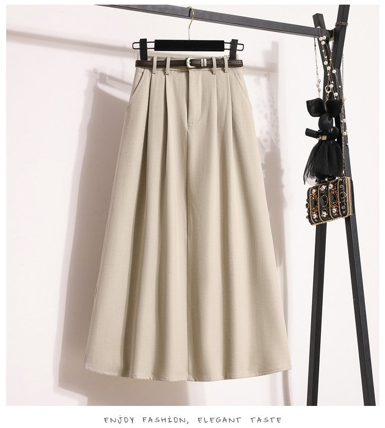 2025 Plus Size Skirts for Women Autumn Elegant Solid Women's Wrap Umbrella Skirts Korean High Waisted Suit Pleated Skirt
