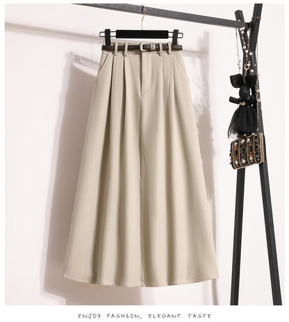 2025 Plus Size Skirts for Women Autumn Elegant Solid Women's Wrap Umbrella Skirts Korean High Waisted Suit Pleated Skirt